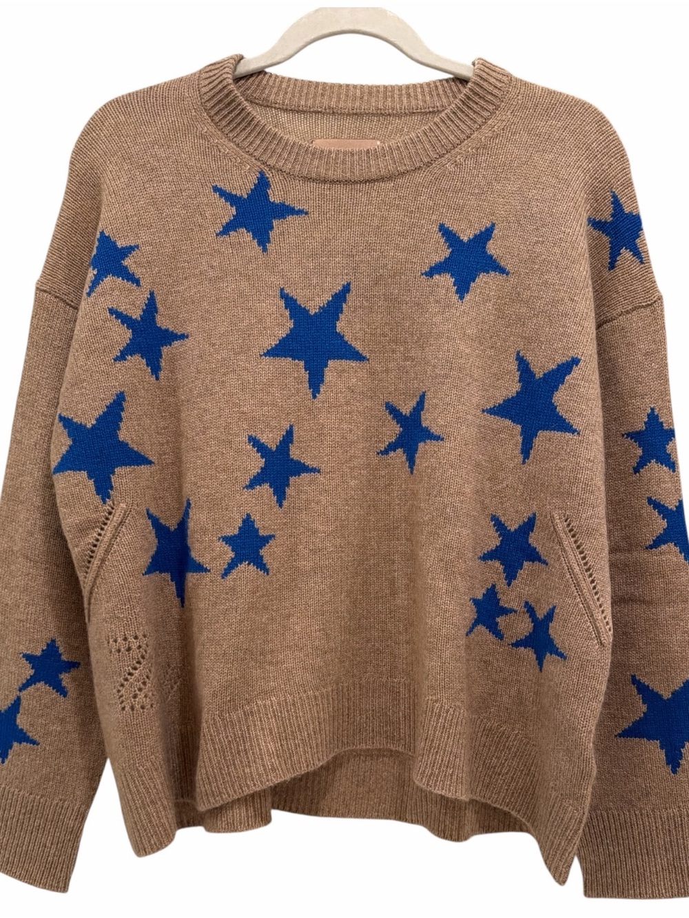 Zadig & Voltaire Markus Star Cashmere Sweater Cappuccino Blue